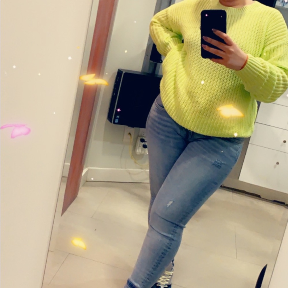 Neon Green Pink Sweater